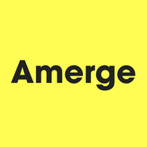 The Amerge logo in black on yellow