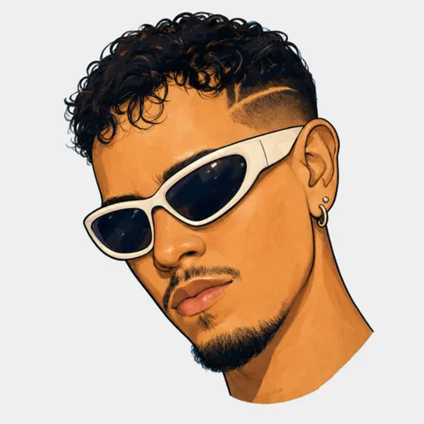 Illustrated portrait of LA EQUIS in white sunglasses