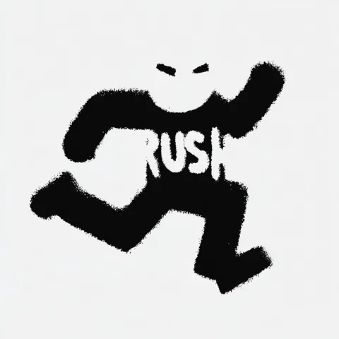 RUSH cover art: a running black figure